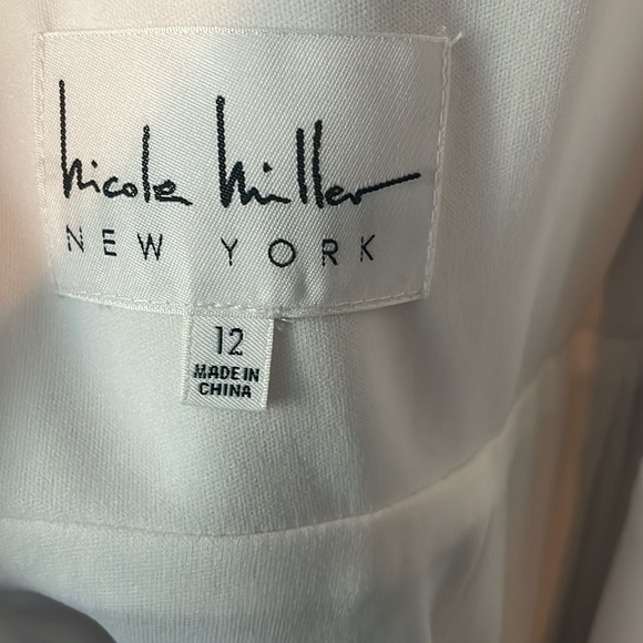 Nicole Miller NY Cocktail Dress Sheer Mesh Embroidered Aqua Mist Coral White 12 - Picture 4 of 12